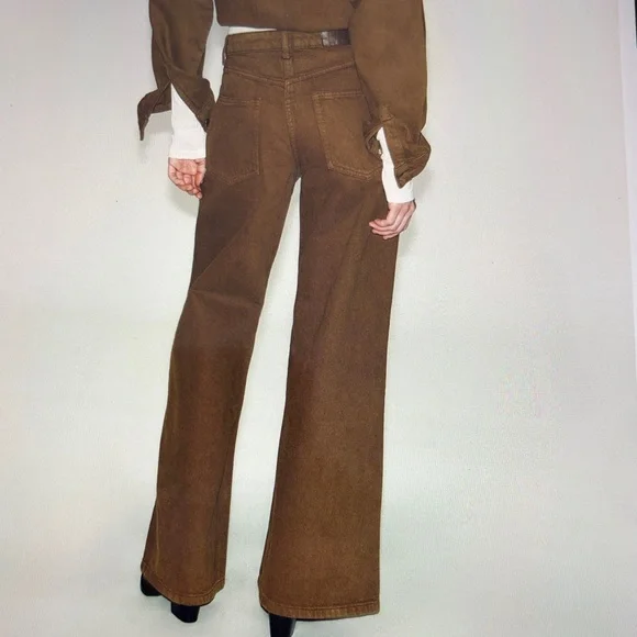 Zara Brown Wide-Leg Women Jeans - Picture 4 of 6